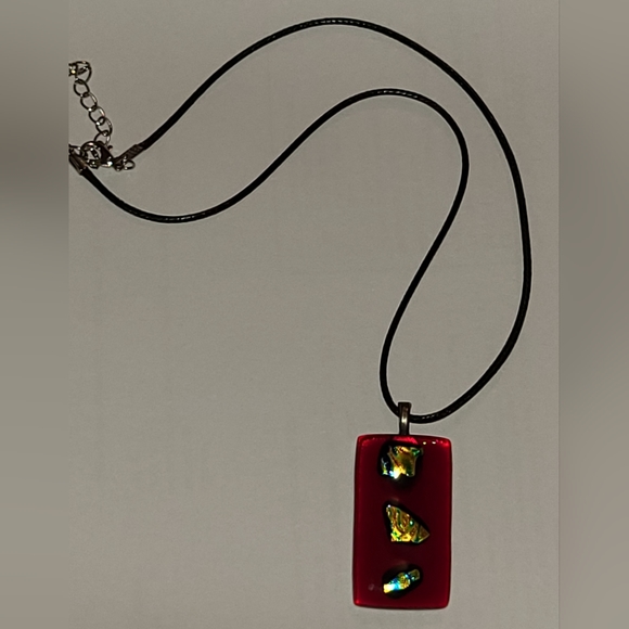 VINTAGE 2 PCS SET FUSED GLASS LAMPWORK PENDANT NECKLACE & EARRINGS - Picture 11 of 16